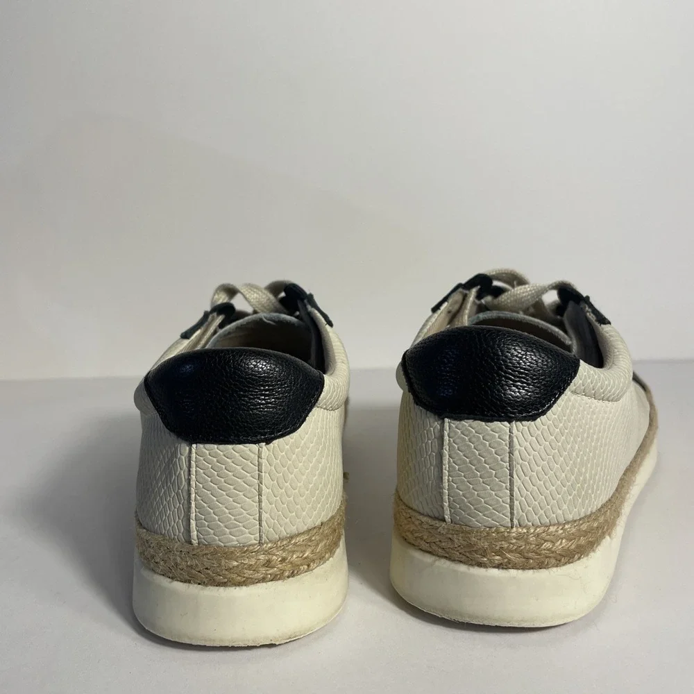 Crown Vintage Adelite Espadrille Beach Sneaker Women's 7.5M Leather‎ Black Cream